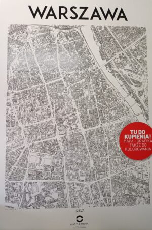 Warszawa Mapa - Grafika. Także do kolorwania.