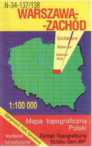 Mapa topograficzna Polski. Warszawa Zachód. Sochaczew, Nieborów, Żelazowa Wola.