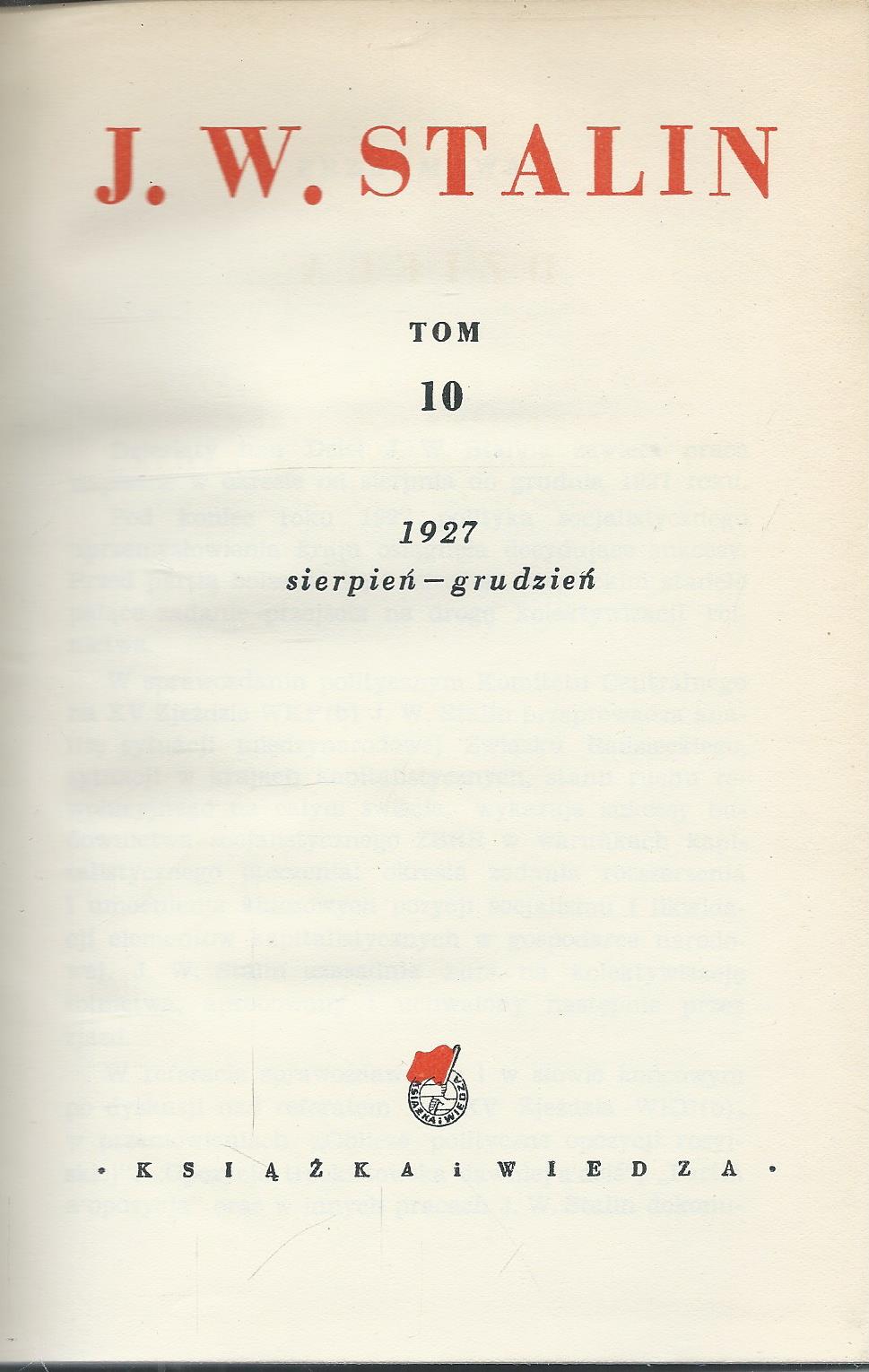 Dzieła (Tom 10: 1927 Sierpień – Grudzień)